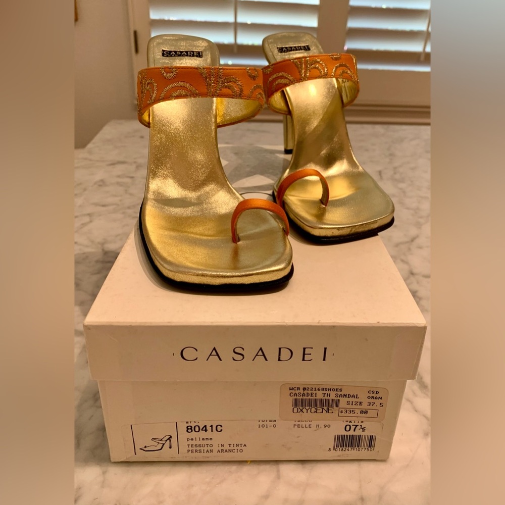 Casadei Luxurious Gold and Orange Sandals